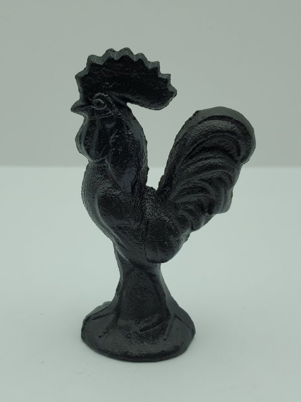 Cast Iron Black Rooster Statue Small Metal Rooster Figurine